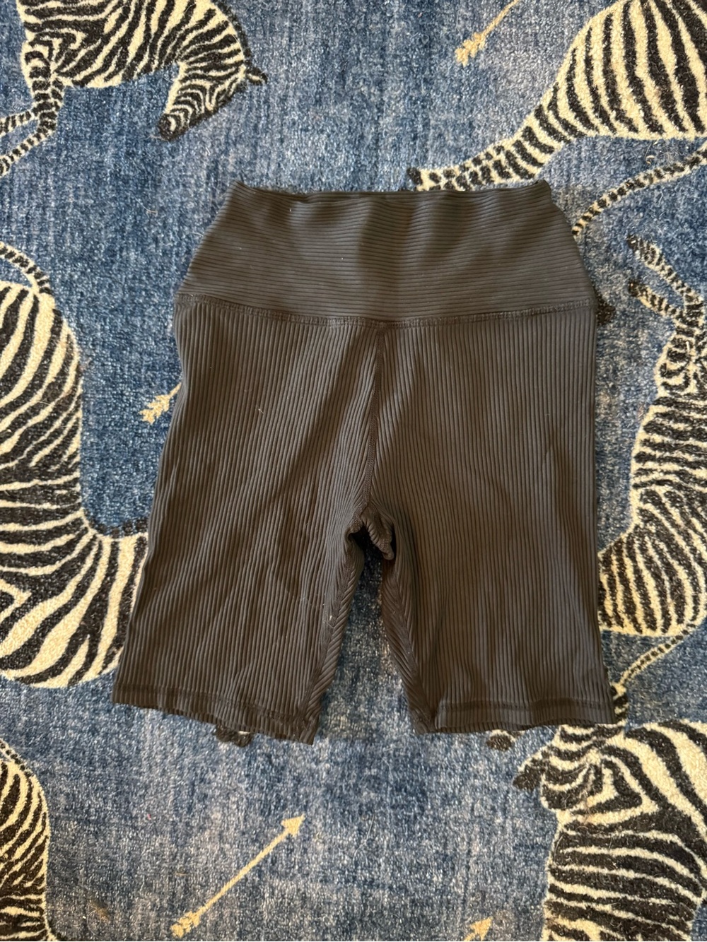 Glyder Black Ribbed High-Waist Bike Shorts